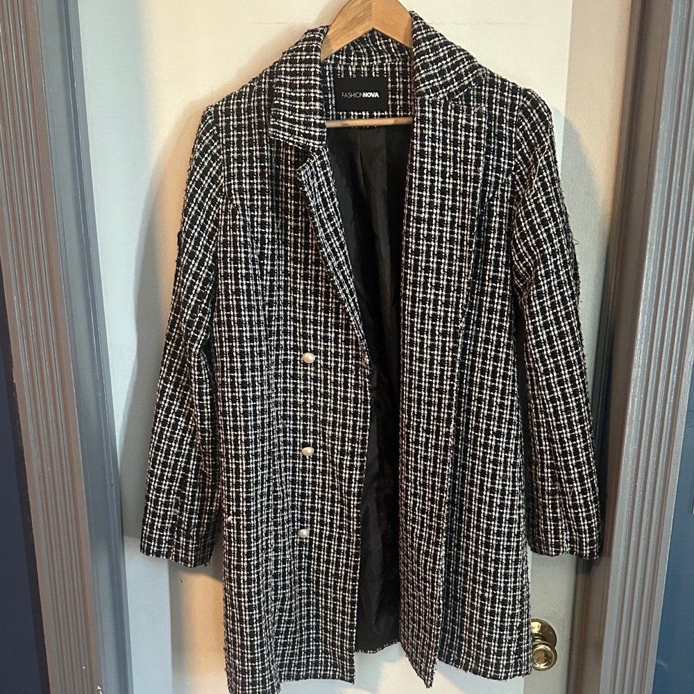 Fashion Union Monochrome Checkered Blazer